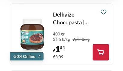 Delhaize | Chocopasta | Hazelnoot | Vegan 400 gr -50% Online Delhaize