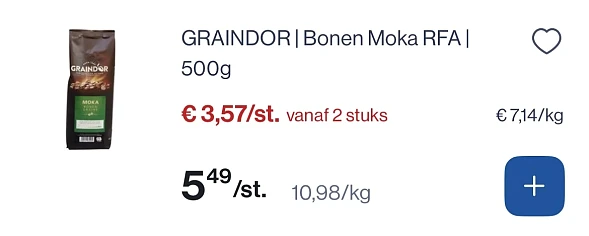 Graindor koffiebonen Moka 500 gram