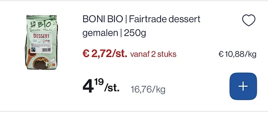 Boni bio fairtrade dessert gemalen koffie 250 gram