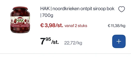 Hak noordkrieken ontpit siroop bokaal 700 gram