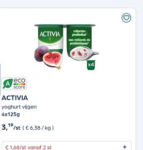 Collect&go ACTIVIA yoghurt vijgen 4x125g