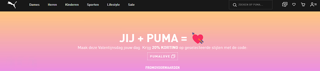 20% op een selectie bij puma