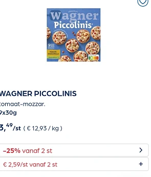 Collect&go WAGNER PICCOLINIS tomaat-mozzar. 9x30g
