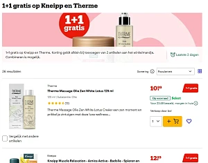 1+1 gratis op Kneipp en Therme bij Bol