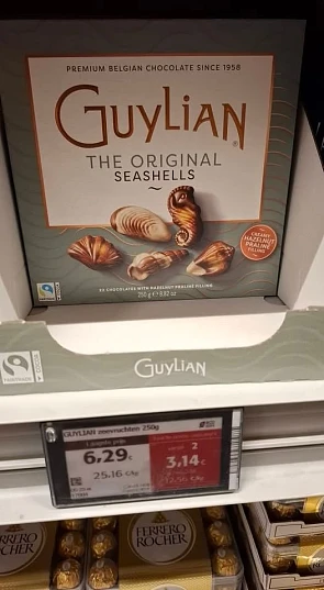 50% korting per 2 doosjes Guylian zeevruchten