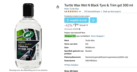 Turtle Wax Wet N Black Tyre & Trim gel 300 ml