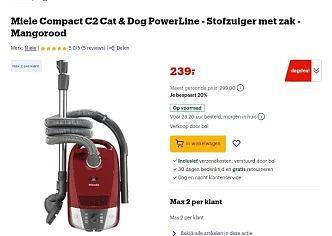 Tot 20% korting op Miele stofzuigers
