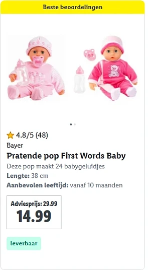 -50% Bayer Pratende pop 👶🏼 First Words Baby