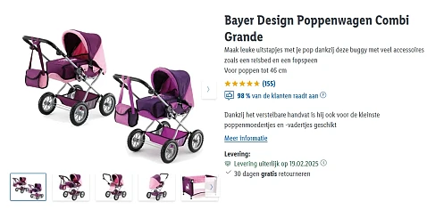 -50% Bayer Design Poppenwagen 👶🏼 Combi Grande