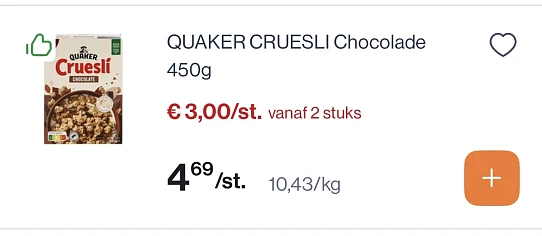 Quaker cruesli chocolade 450 gram