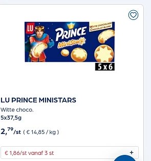 Collect&go LU PRINCE MINISTARS Witte choco. 5x37,5g