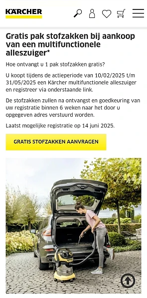 Gratis pak stofzakken Kärcher