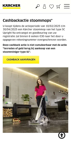Kärcher stoommop tot €30 cashback