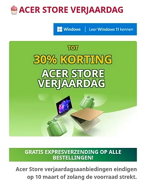 ACER STORE tot 30% korting