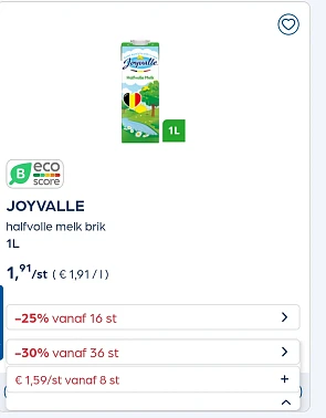 Collect&go JOYVALLE halfvolle melk brik