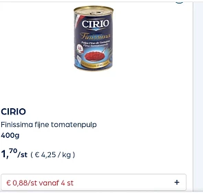 Collect&go CIRIO Finissima fijne tomatenpulp 400g