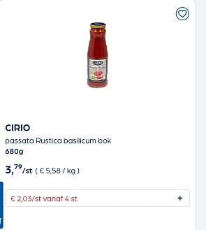 Collect&go CIRIO passata Rustica basilicum bok 680g