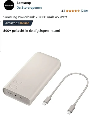 Samsung Powerbank 20.000 mAh 45 Watt