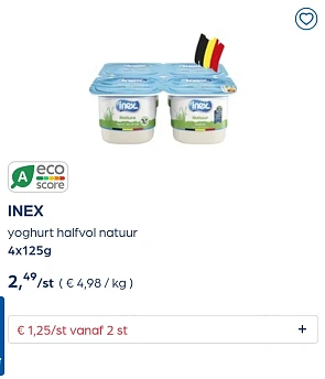 Collect&go INEX yoghurt halfvol natuur 4x125g