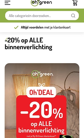 20% binnenverlichting bij Oh green