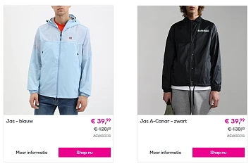Napapijri jassen vanaf 39,99 euro
