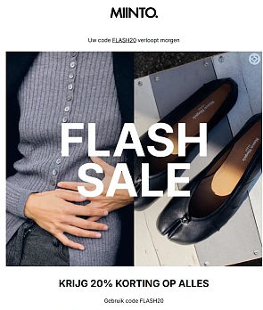 20% korting op alles bij MIINTO
