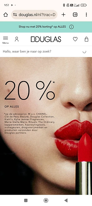 Nu 20% korting bij Douglas en vandaag vanaf 18u 25%