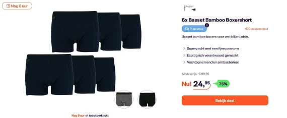6x Basset Bamboo Boxershort