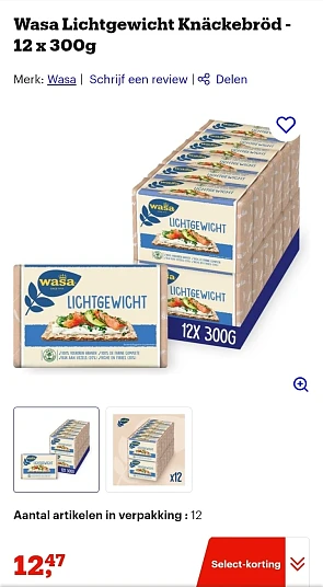 Wasa Lichtgewicht Knäckebröd - 12 x 300g