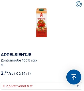 Collect&go APPELSIENTJE Zontomaatje 100% sap 1L