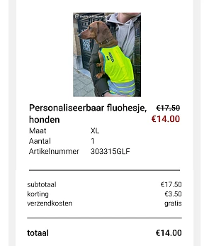 Fluohesje voor de hond voor slechts 2€