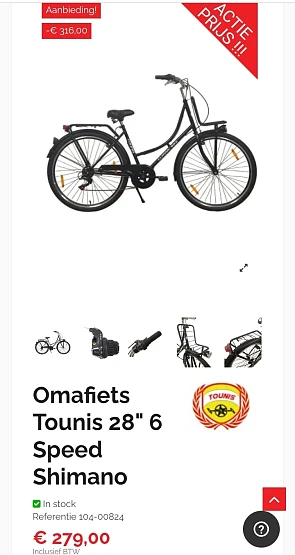 Omafiets Tounis 28" 6 Speed Shimano