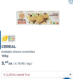 Collect&go CEREAL koekjes choco crunchies 185g