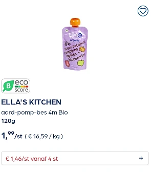 Ella's Kitchen 👶🏼 aard-pomp-bes 4m+ Bio 120g