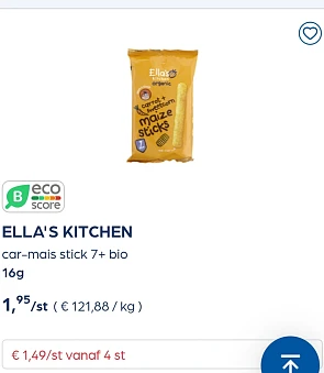 Collect&Go ELLA'S KITCHEN car-mais stick 7+ bio 16g