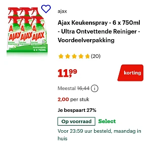 Ajax Keukenspray - 6 x 750ml -27% bij bol.com