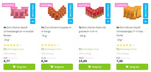 -25% maaltijden en snacks Ella's kitchen 👶