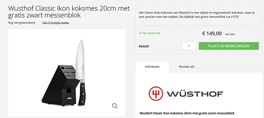 🔪 Wüsthof koksmes 20cm met gratis messenblok t.w.v. €75
