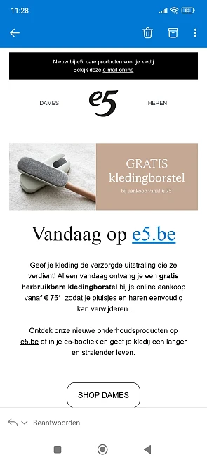 gratis herbruikbare kledingborstel bij e5.be