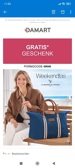 Gratis weekendtas damart