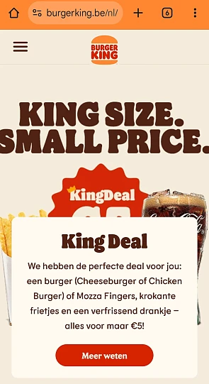 Burger king Kingdeal €5