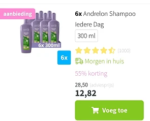 6x Andrelon Shampoo Iedere Dag 300 ml -55% op plein.be