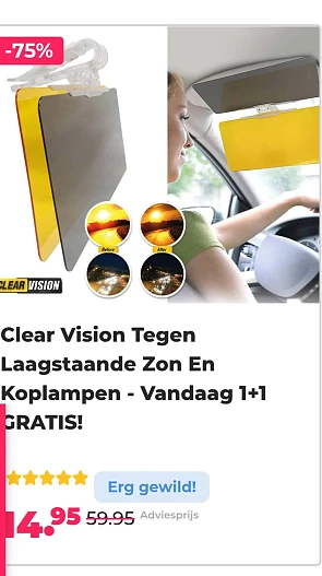 Clear Vision Tegen Laagstaande Zon En Koplampen - Vandaag 1+1 GRATIS! -75% bij voordeelvanger.nl