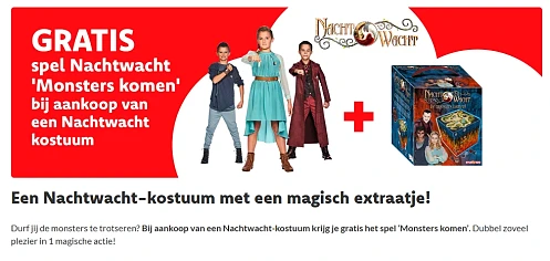 Gratis spel ‘Monsters komen’ bij Nachtwacht kostuum ✨ t.w.v. €24,95