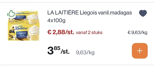 La laitiere Liégois vanille Madagascar 4x100 gram
