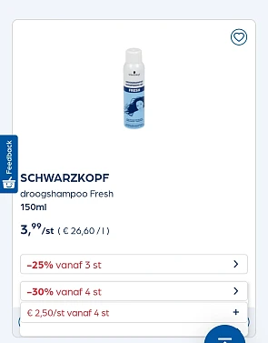 Collect&go SCHWARZKOPF droogshampoo Fresh 150ml Droogshampoo