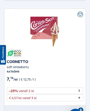 Collect&go CORNETTO soft strawberry 4x140ml