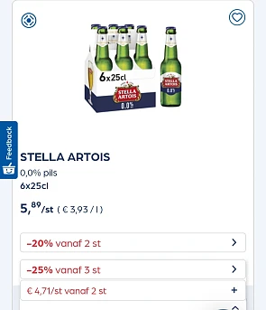 Collect&go STELLA ARTOIS 0,0% pils 6x25cl