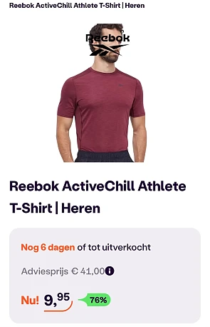 Reebok ActiveChill Athlete T-Shirt -76% bij ibood.com