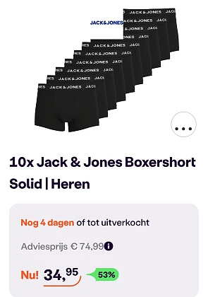 10x Jack & Jones Boxershort Solid Heren -53% bij ibood.com